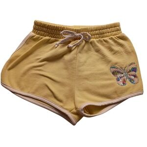 B/Tween Girls Yellow Fleece Butterfly Sequin Dolphin Active Shorts Size L 12/14